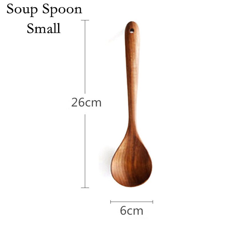 Kitchen Tools Natural Wooden Cooking Tool Sets Scoop Tableware Kitchen Utensils De Cocina Rice Soup Spoon Kitchen Gadgets: soup spoon S