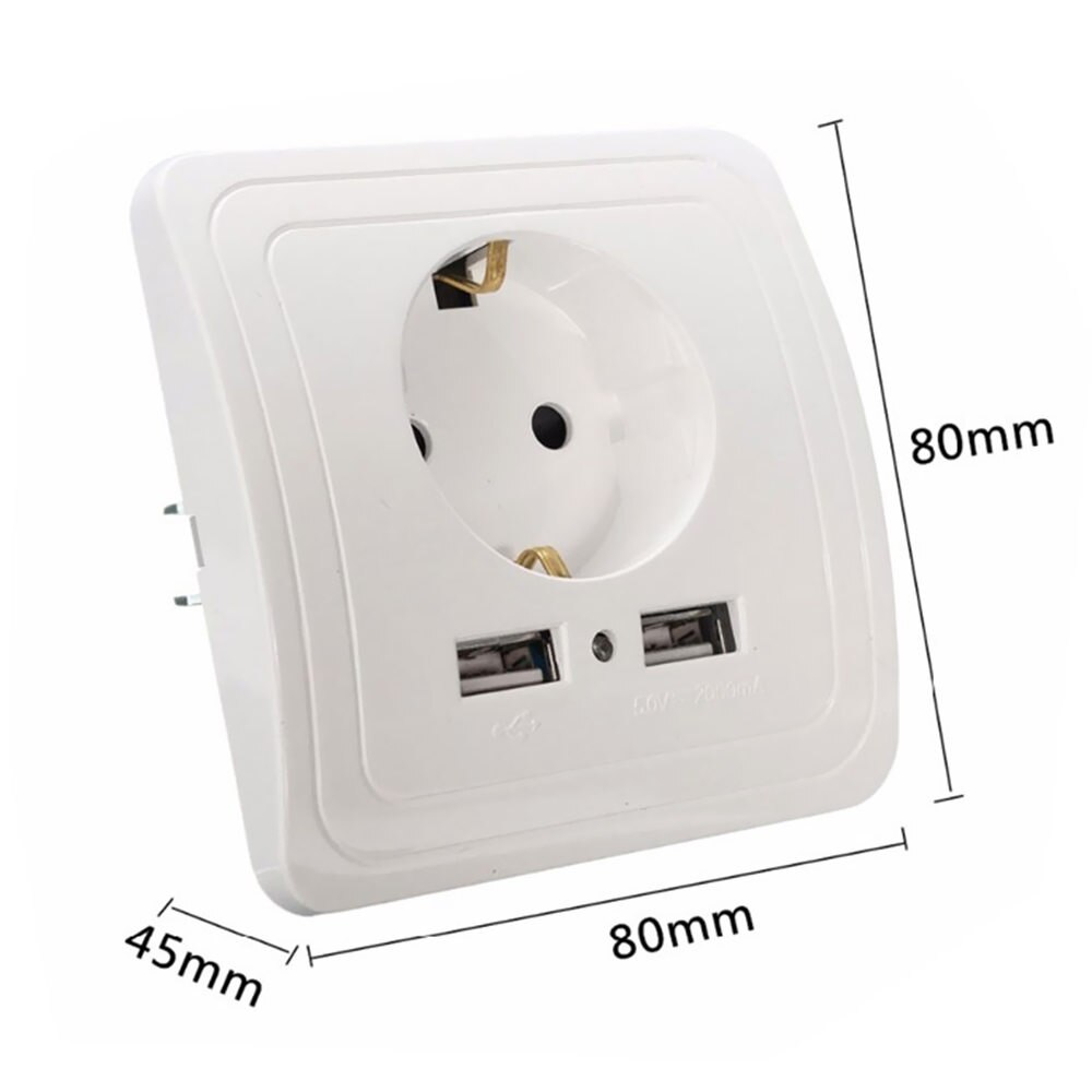 Panneau de prises murales Double USB, Standard européen, blanc, alimentation électrique, adaptateur de chargeur mural