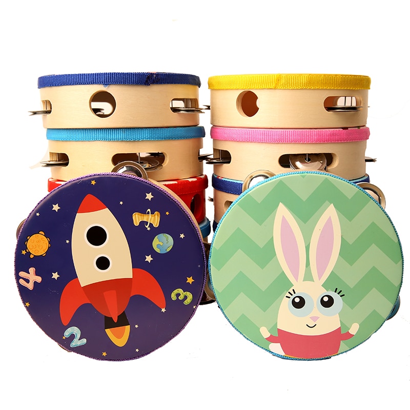 Children 14.5*14.5 Cartoon Animals Kids Early Educational Musical Instrument Baby Toy Beat Instrument Hand Drum kindergarten Toy