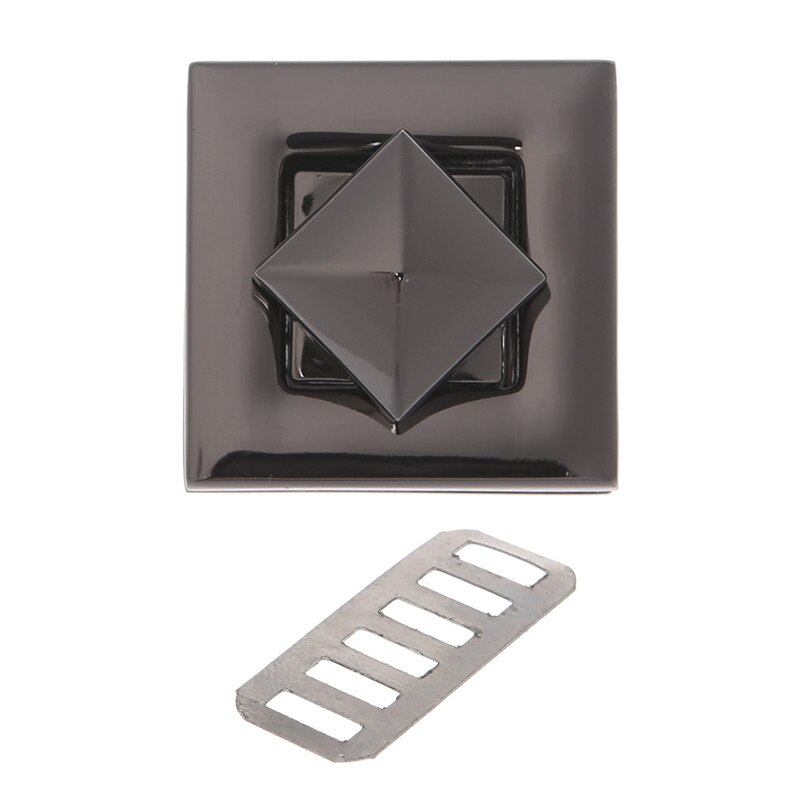 Cierre de forma cuadrada en 4 colores, bloqueo de giro, cerraduras giratorias para DIY, bolsa de mensajero, Hardware, , 1 pieza, accesorios para bolsas de equipaje: Negro