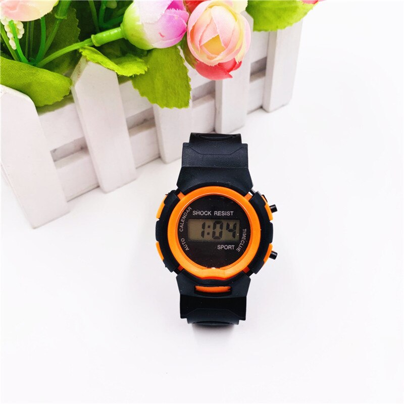 Kinderen Horloge Digital Sport Elektronische Pols Jongens Meisjes Siliconen Led Digitale Sport Verstelbare Pols Kinderen Multifunctionele Klok: Orange