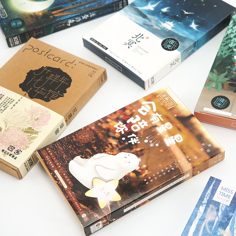 Christmas Postcard Greeting Card Arts Aesthetic Scenery Christmas CardS 30 Sheets/Box