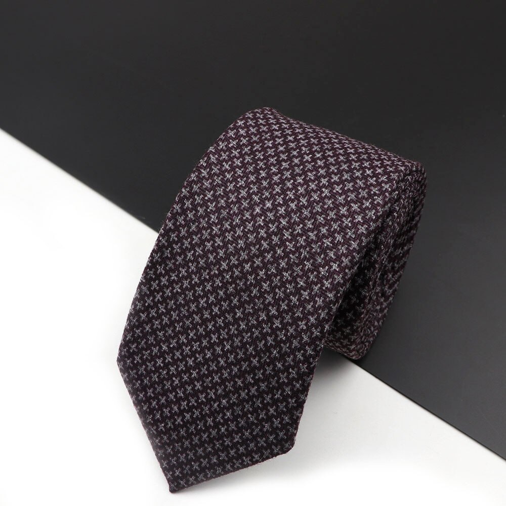 Cravate à carreaux en laine et coton pour homme, vêtement de loisirs, couleur foncée, couleur unie, idéal pour les affaires