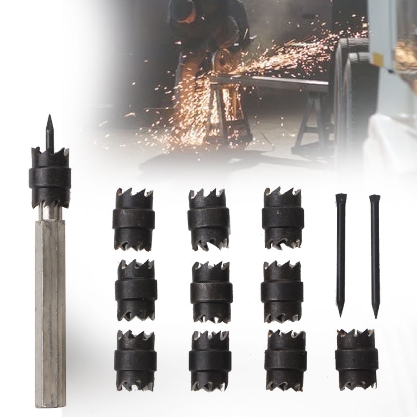 3/8 Spot Weld Drill Spot Weld Cutter Set 13Pcs 3/8'' Rotary Spot Weld Cutter Remover Drill Bit Tool for Power Drill Spot Welding
