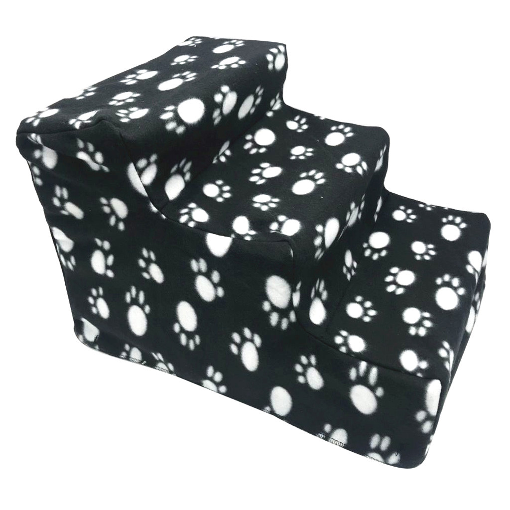 Cama para mascotas escaleras para mascotas 3 escaleras casa para perros cachorro gato cama pasos de malla plegable desmontable cama para mascotas gato rampa para perros suministros para cachorros: Black