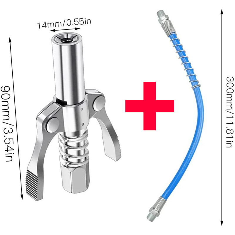 NPTI/8 10000PSI coupleur de graisse robuste à dégagement rapide coupleur de pistolet à graisse à huile deux presse facile à pousser pompe à huile de pistolet à graisse: RED