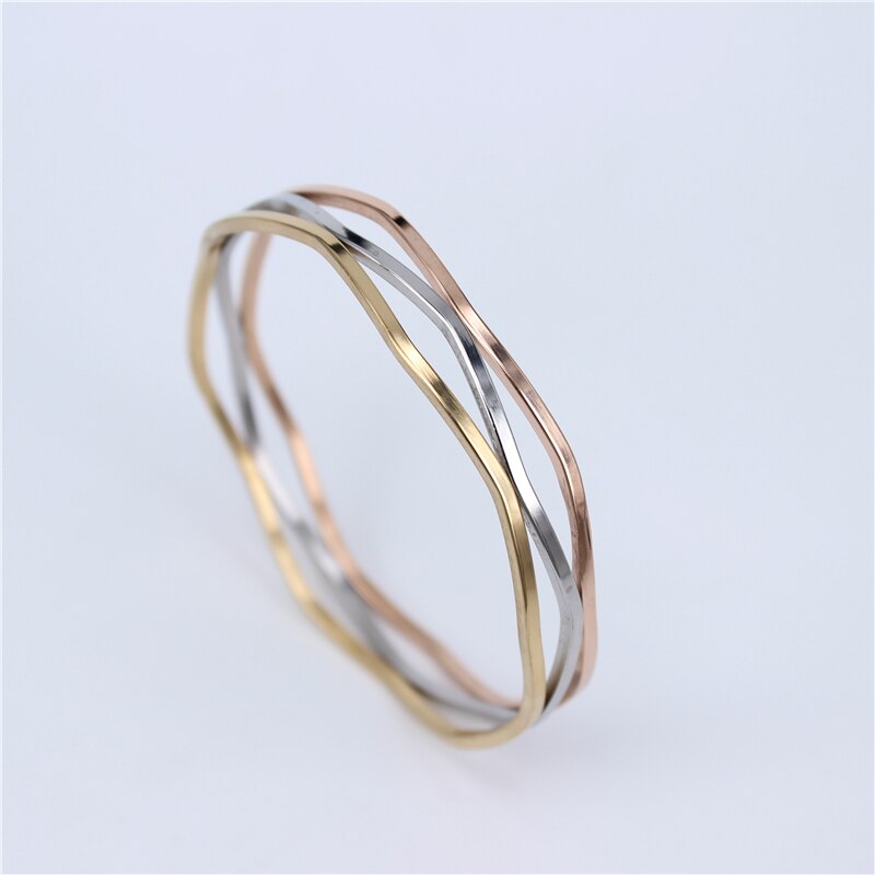 MGUB 3-color 316L stainless steel popular bracelet female smooth simple and comfortable to wear price LH351: Default Title