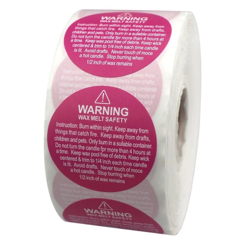 500PCS Candle Warning Labels Candle Jar Container Stickers Candle Safety Labels Candle Warning Sticker Decals for Candle Making: D