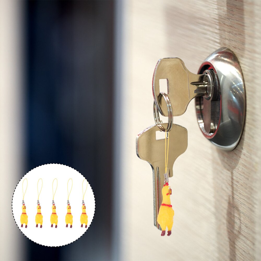 3 Pack Squeeze Screaming Kip Sleutelhanger Grappige Geel Squeaking Kip Hanger Voor Sleutels Tassen Telefoons