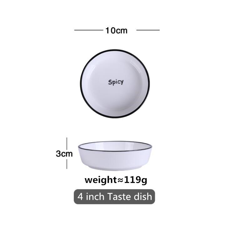 With Letters White Dinner Plate Ceramic Kitchen Plate Tableware Set Food Dishes Rice Salad Noodles Bowl Soup Kitchen Cook Tool: 10 cm taste dish
