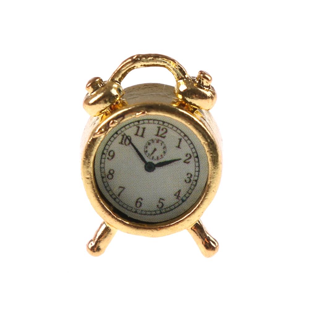 1/12 Dollhouse Miniature Living Room A Metal Alarm Clock: GD