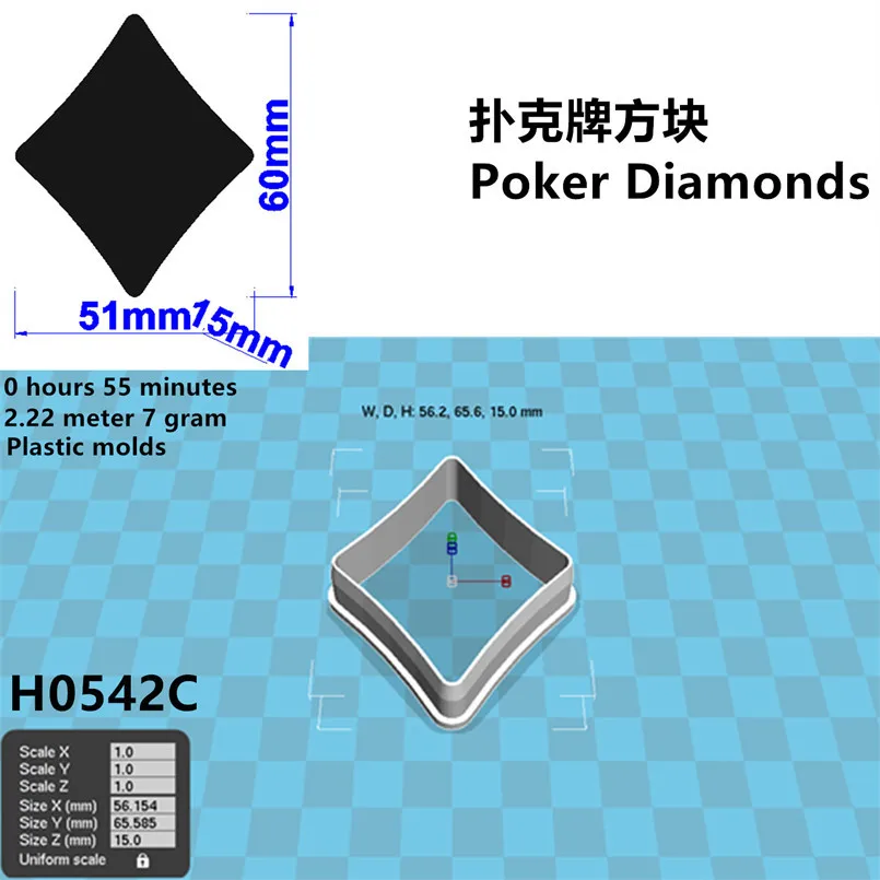 Cartoon Playing Card King,Spades Hearts Clubs Diamonds,Plastic Mold,Cake Fondant Tools,Cookie Sushi and Fruits Cutters