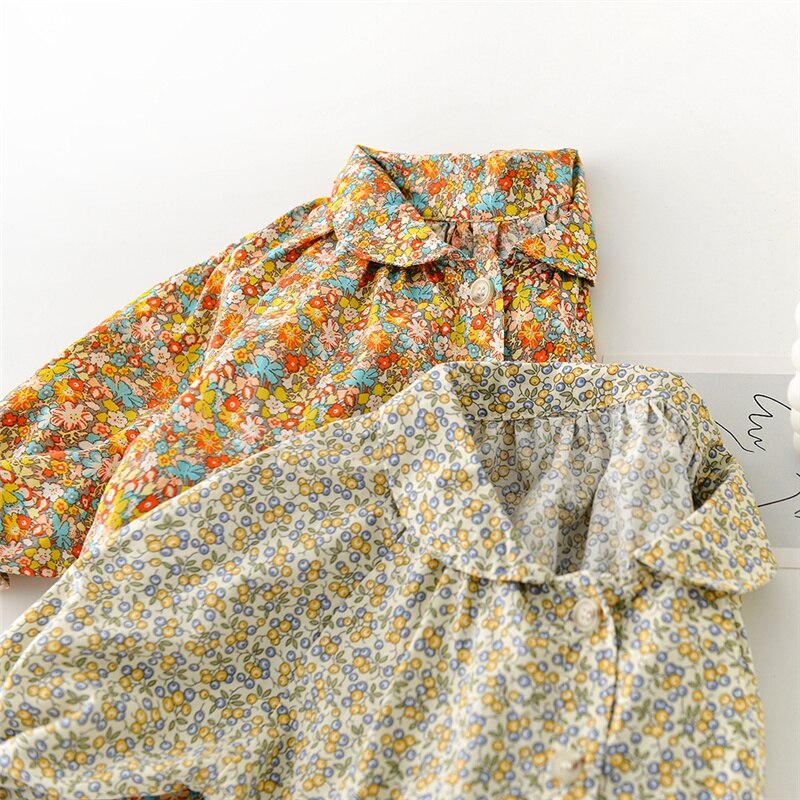 Lente Baby Meisje Bloemen Casual Lange Mouw Shirts Peuter Kids Leuke Turn-Down Kraag Tops Kleding