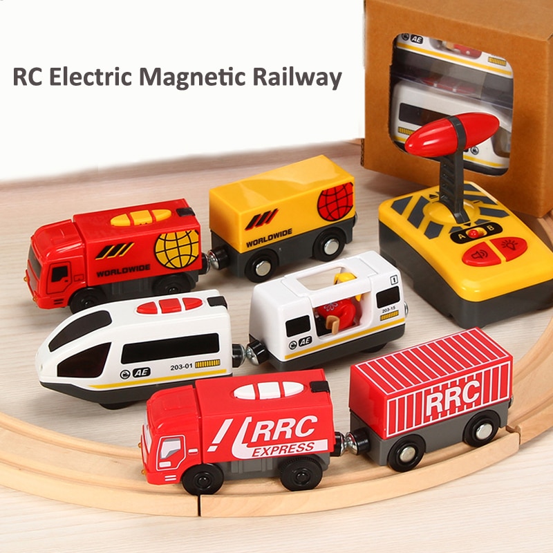 RC Elektrische Magnetische Eisenbahn Spielzeug mit Licht und Sound Kompatibel mit Thom Holz Tracks Schiene Auto Spielzeug für Kinder