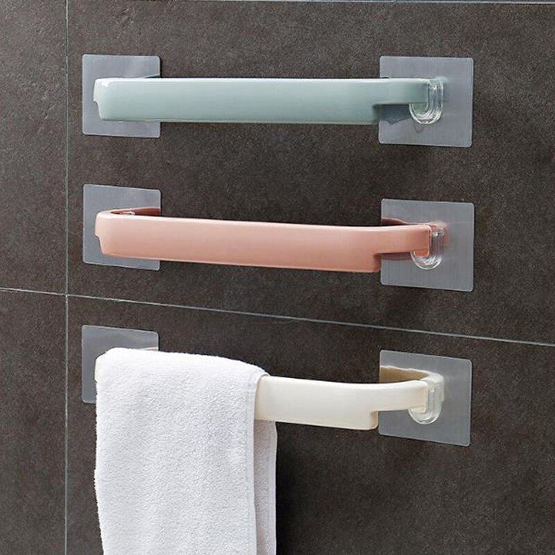 Selvklæbende plastik håndklædestativ vægmonteret badeværelse ramme klæbende badeværelse hylde vedhæng toiletpapir holder toiletpapir
