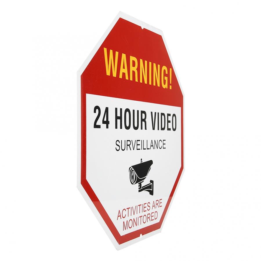 Video Surveillance Warning Sign 30*30cm 24 Hour Video Surveillance Security Avoid Intruders Novelty Aluminum Warning Sign