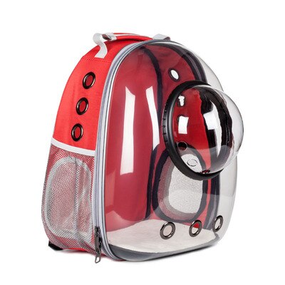 Top Astronaut Space Capsule Ademend Auto Bike Venster Bubble Kat Hond Reizen Draagtas Transparante Pet Carrier Rugzak: Rood