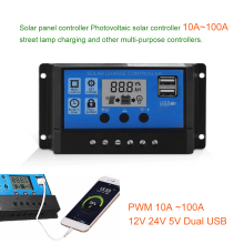 100A Pwm Adaptieve 12V/24V Solar Controller Batterij Laden En Ontladen Regulator 2 Usb Fotovoltaïsche Plaat Lamp controle Systeem