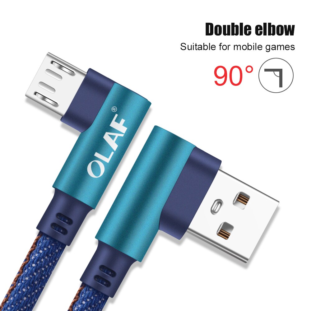 OLAF 90 Graden Micro USB Kabel 5 V 2.4A Snel Opladen Data Cord Microusb Kabel Voor Samsung Xiaomi Android Mobiele telefoon Kabels