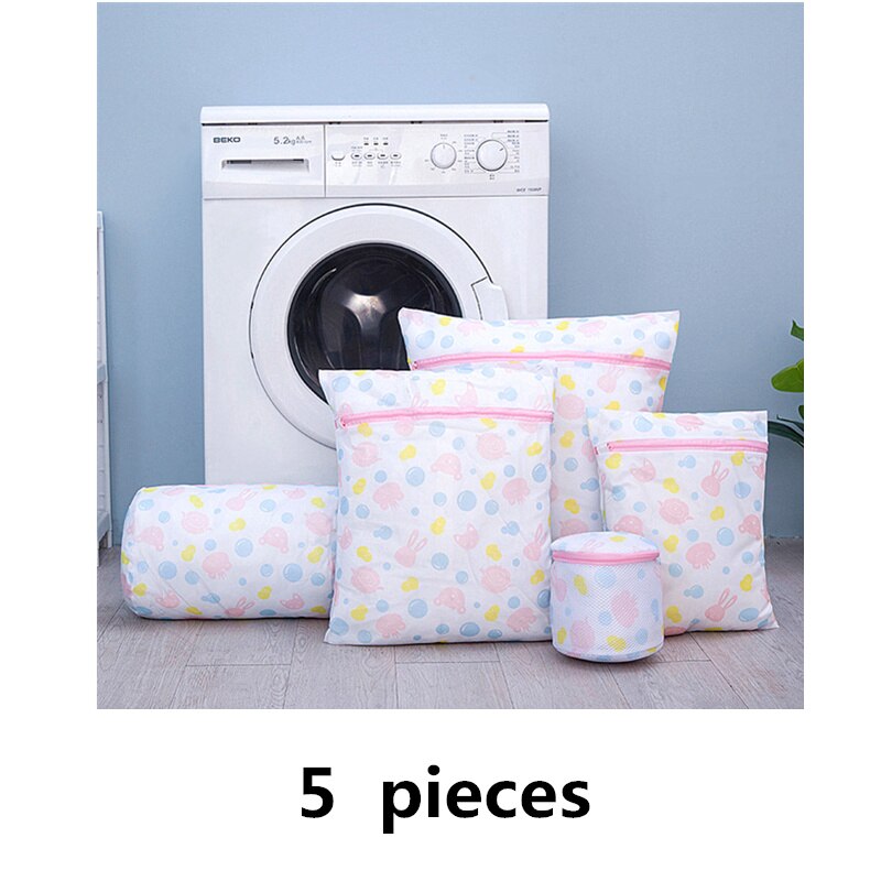 1 Set Mesh Wasmachine Waszak Met Meerdere Stijl Voor Wahing Kleding Opvouwbare Ondergoed Bra Sokken Wasgoed Wassen Tassen kit: Flower series set