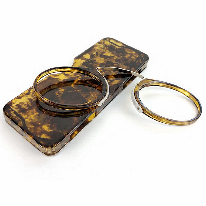 Männer Lesebrille Tr90 flexibel Mini Clip Nase Lesebrille Frauen Leopard Jahrgang Presbyopie Brille mit fallen: +100 / Leopard