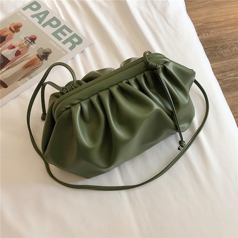 Bags for women Handbag Cloud bag Leather Lady Single Shoulder Dumpling Bag Wrinkle bag Messenger Bag bolsa: Green