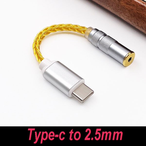 Conexant CX31993 Dongle Type C to 2.5mm/3.5mm/4.4mm DAC Headphone Amp SNR128dB PCM 32b/384kHz For Android Windows10 phone call: 2.5mm Gold
