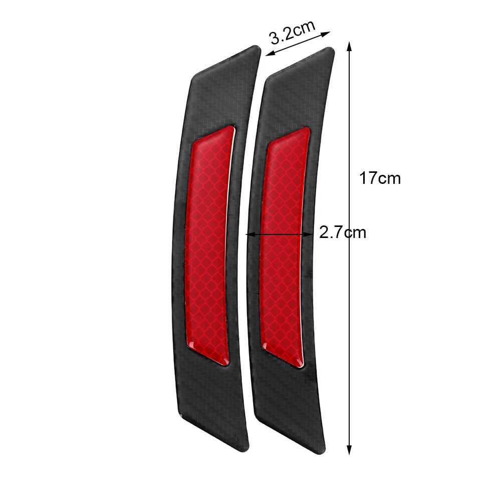 2Pcs Car Reflector Rearview Mirror Reflective Sticker Truck Vehicle Strip Tape Waterproof DIY Car Exterior Styling Accessories: D-red-17x3.2cm