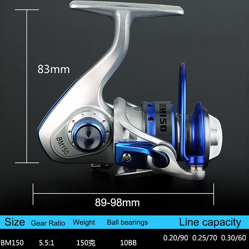 Mini Type Vissen Reel Spinnewiel 10 Lagers 5.2: 1 Metalen Vis Reel Spinning Reel Vistuig Outdoor Gereedschappen 150G YL-95