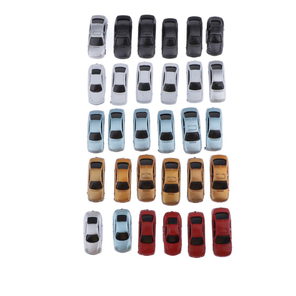 30pcs Painted Model Cars Miniature Model Car Building Train Layout Scale HO OO TT (1 to 100)