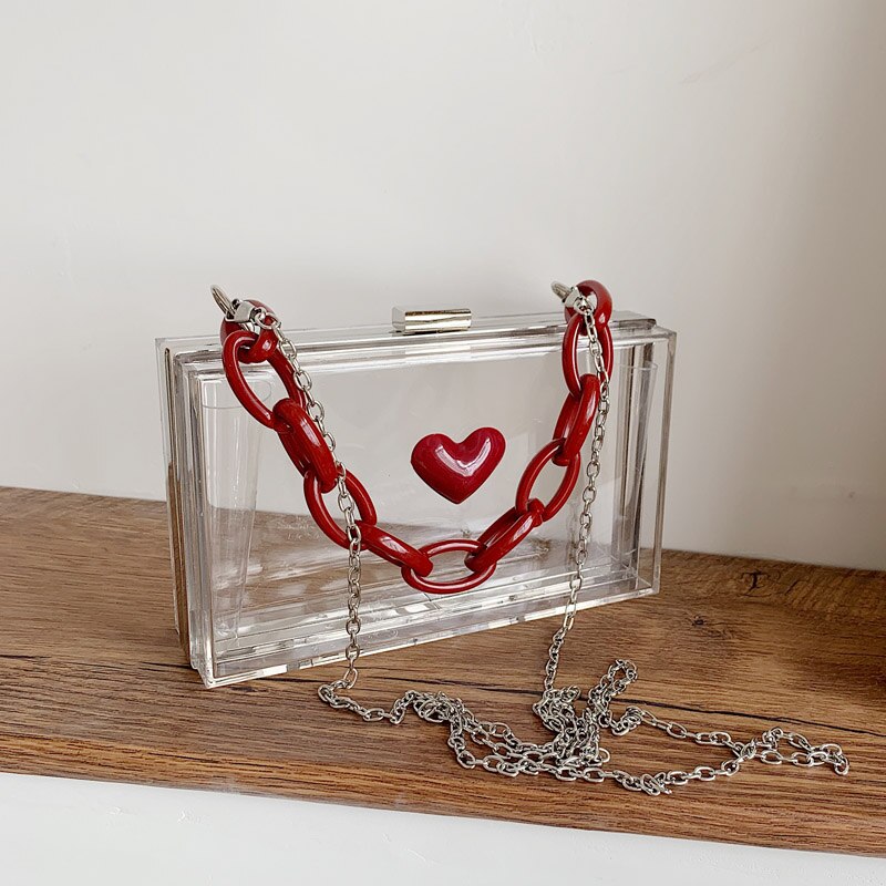 Transparente Kasten Platz crossbody-tasche Neue frauen Handtasche Kette Tote Schulter Bote Tasche
