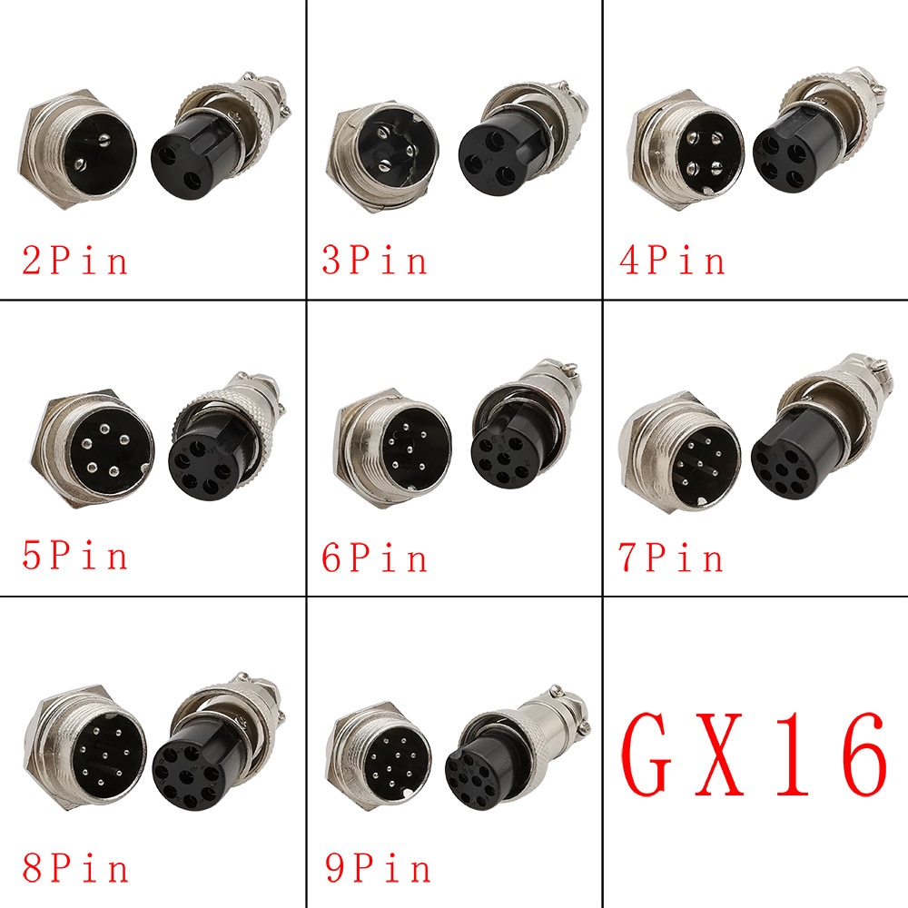 1 pièces GX16 2P 3P 4P 5P 6P 7P 8 broches mâle et femelle connecteur d'aviation circulaire GX 16 connecteurs de panneau de fil d'aviation