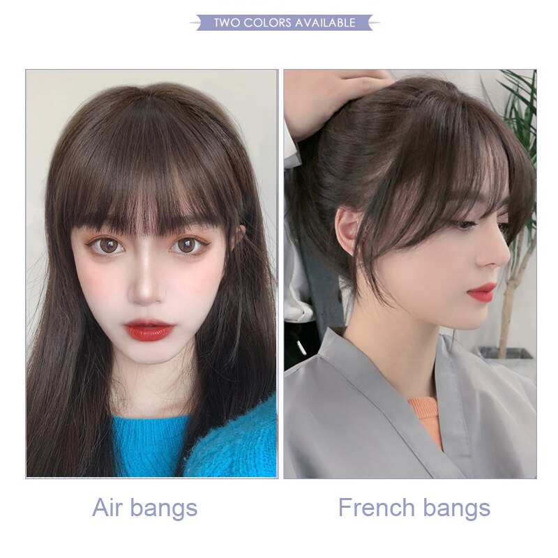 3D Long Bangs Clip In on Front Hair Bang Side Fringe Hair Extension Synthetic Bangs Hair Women Bangs Synthetic Hair Pieces