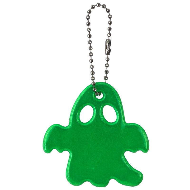 10 pcs Halloween Little Ghost Reflective Keychain Bag Pendant Accessories High Visibility Keyrings For Safety Use: 10pcs Green