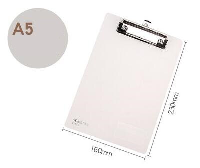 5 Colors A4 Plastic Clip Board Portable File Folder Clipboard with Hook Drawing Writing Pad Office Supplies Student Stationery: Brown