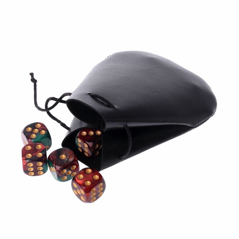 Pochette classique en Faux cuir, sac à dés à cordon, pochette de rangement, porte-monnaie, , 1 pièce