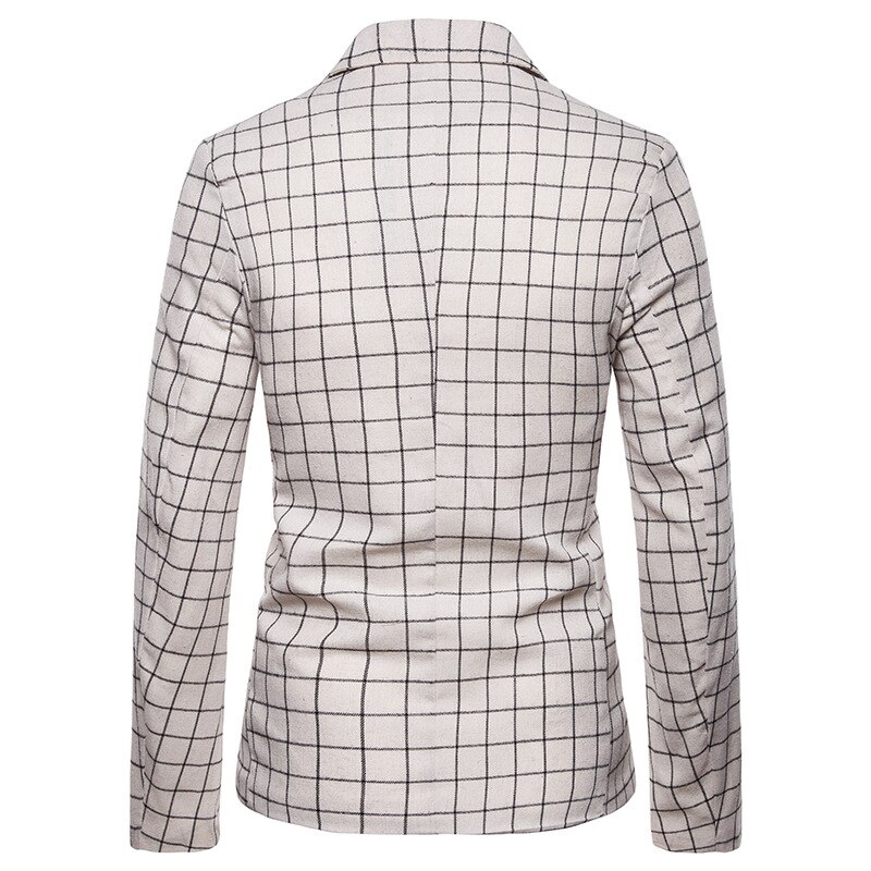 Veste Blazer blanc à carreaux pour hommes Glen flambant neuf un bouton pointe revers hommes Blazers affaires jolie pochette Masculino