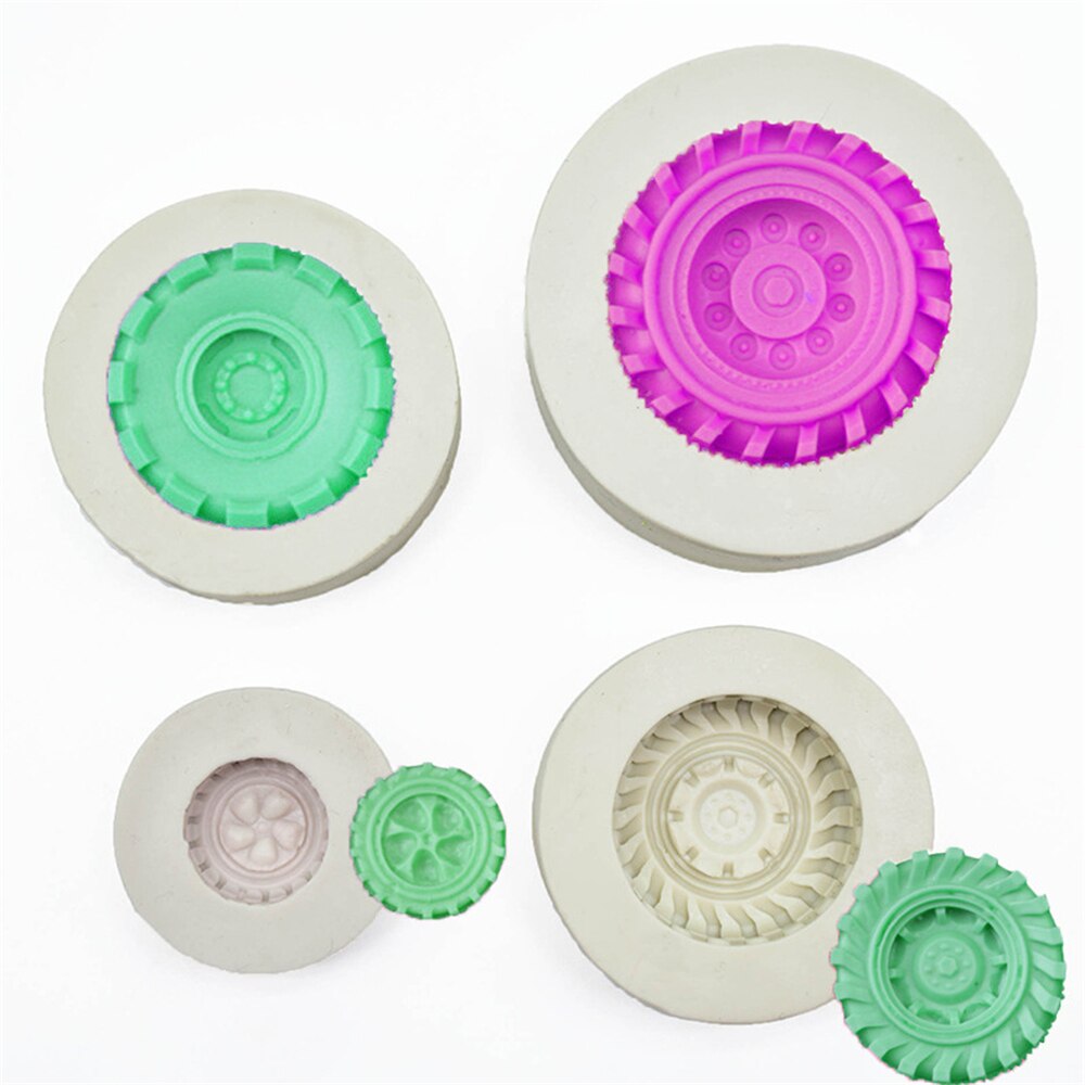 4 Pcs Car Tires Shaped Silicone Fondant Cake Decorating Mold Chocolate Molds Baking Tools Kitchen Accessories