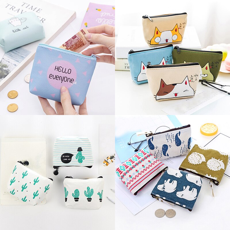 Vrouwen Canvas Portemonnee Card Key Mini Portemonnees Pouch Meisje Kids Kinderen Leuke Kleine Rits Portemonnee Kaarthouder Portemonnee bag Case