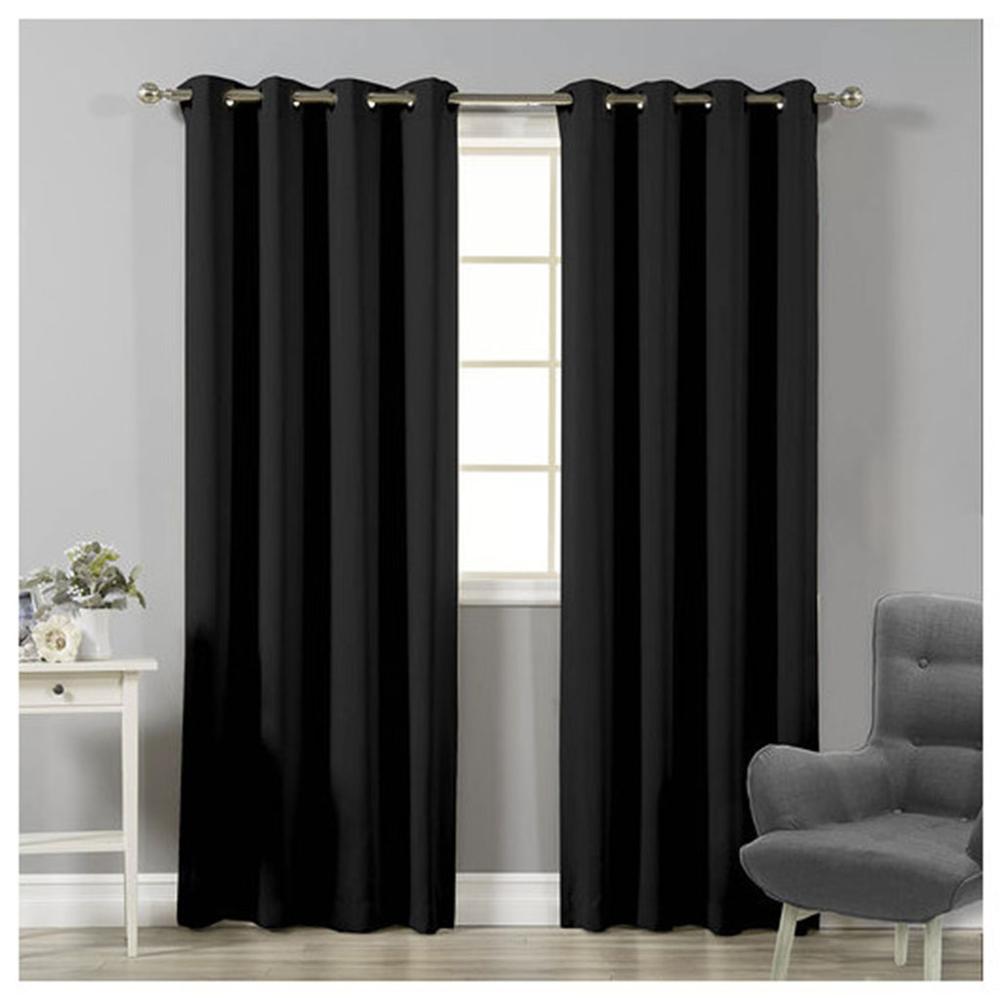 Cortinas Opacas Salón Modernas Aislantes Térmicas para Dormitorio 1 Pieza 140 x 260 cm ADP Home: Negro