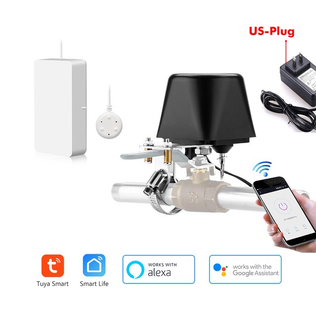 Tuya Smart WiFi Water Leak Detector Home Alarm Water Leakage Alarm Flood Alert Overflow Security Alarm System Water Sensor: US Valve x Sensor