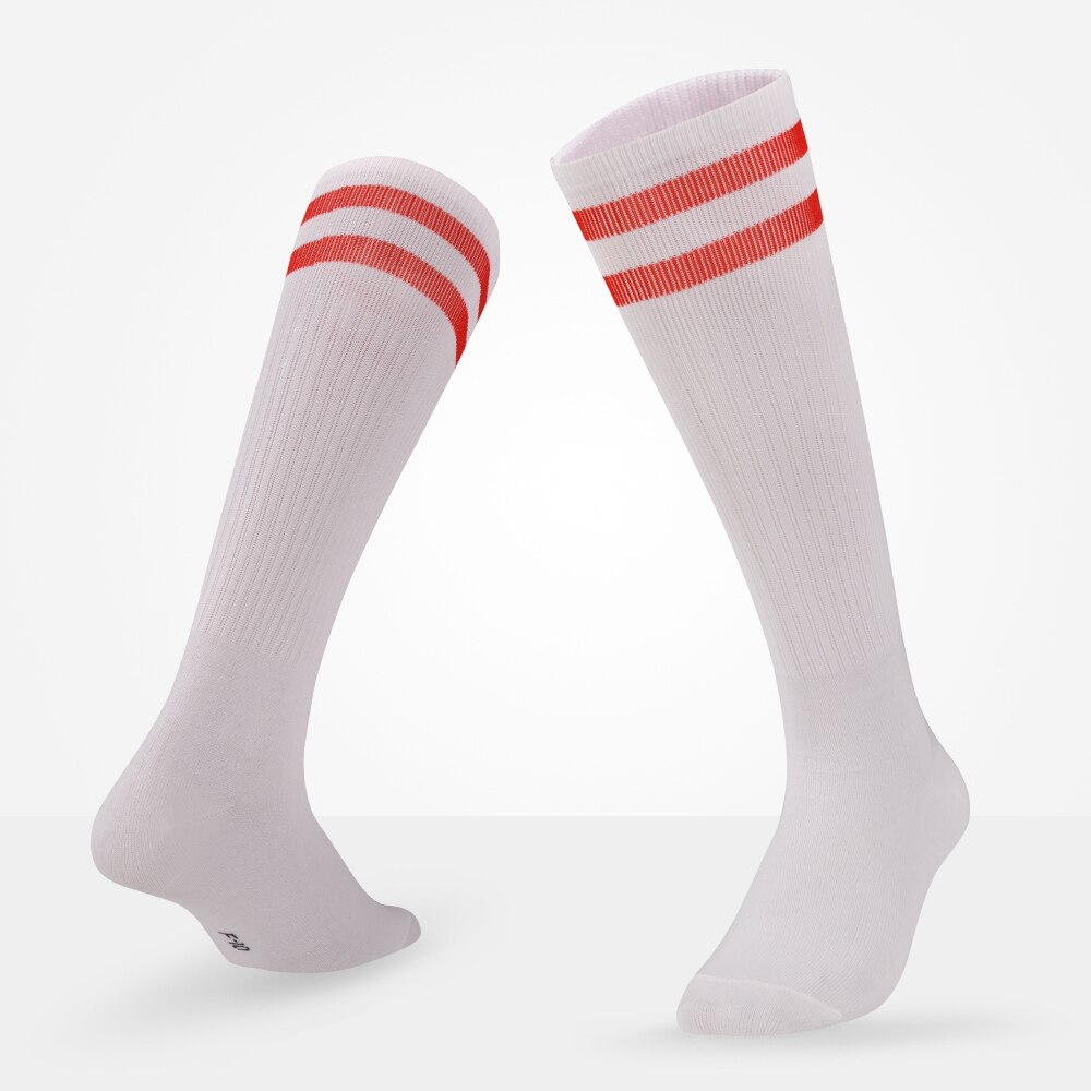 Brothock figli Adulti di calcio calze Da Uomo calze sezione sottile skid calze di formazione di estate al ginocchio calzini cheer leader calzini: White red / adult size 39-45