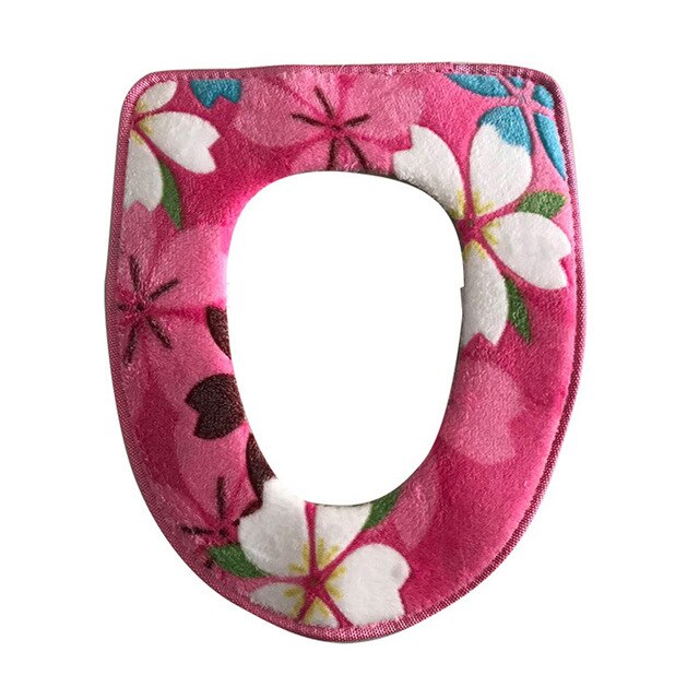 Estampado Floral cálido cómodo Coral terciopelo asiento cubre Pedestal Pan almohadillas decoración de baño 4 opciones de Color: pink