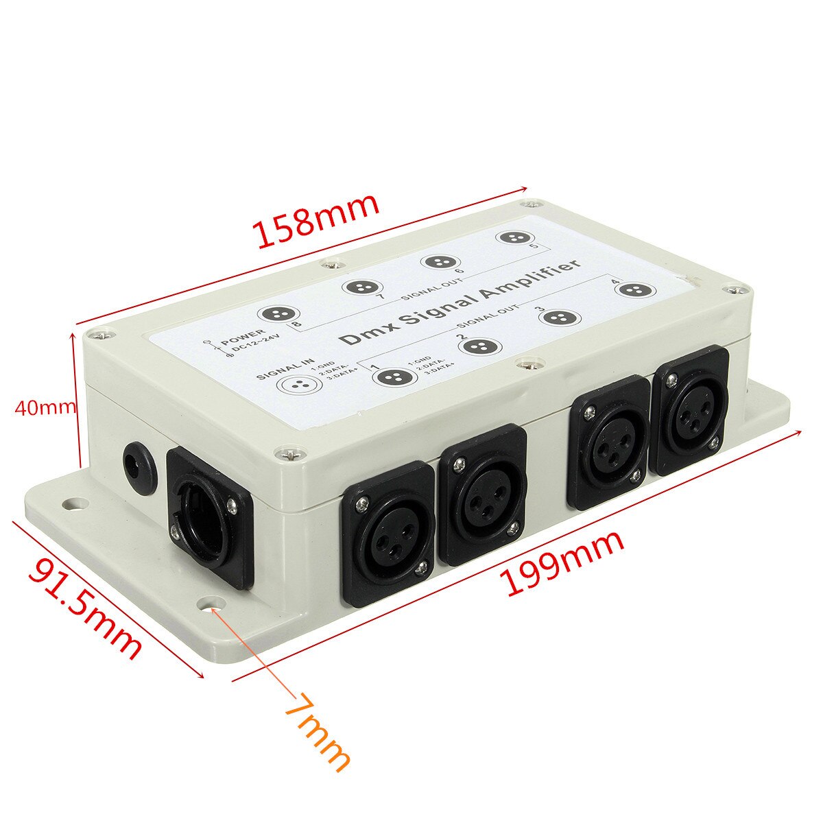 DMX512 LED Signal Splitter Amplifier Distributor 1 Way in 8-Channel Output Amplifier Splitter Distributor for Home Equipments