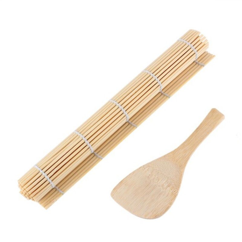 Cortina de sushi/cortina de rolo de sushi/cortina de bambu/ferramentas para fazer sushi rolo esteira fabricantes sushi ferramentas de cozinha: Sushi roll and spoon
