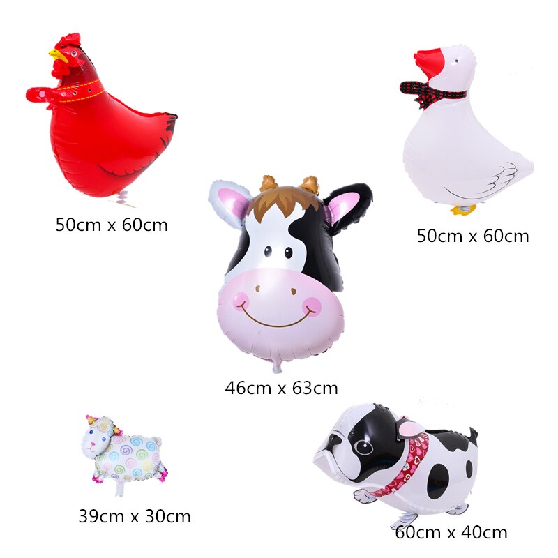 Kids Birthday Party Favors Farm Party Balloon Arch Kit Balck Red Balloon Garland Cow Balloon Banner Animal Balloons