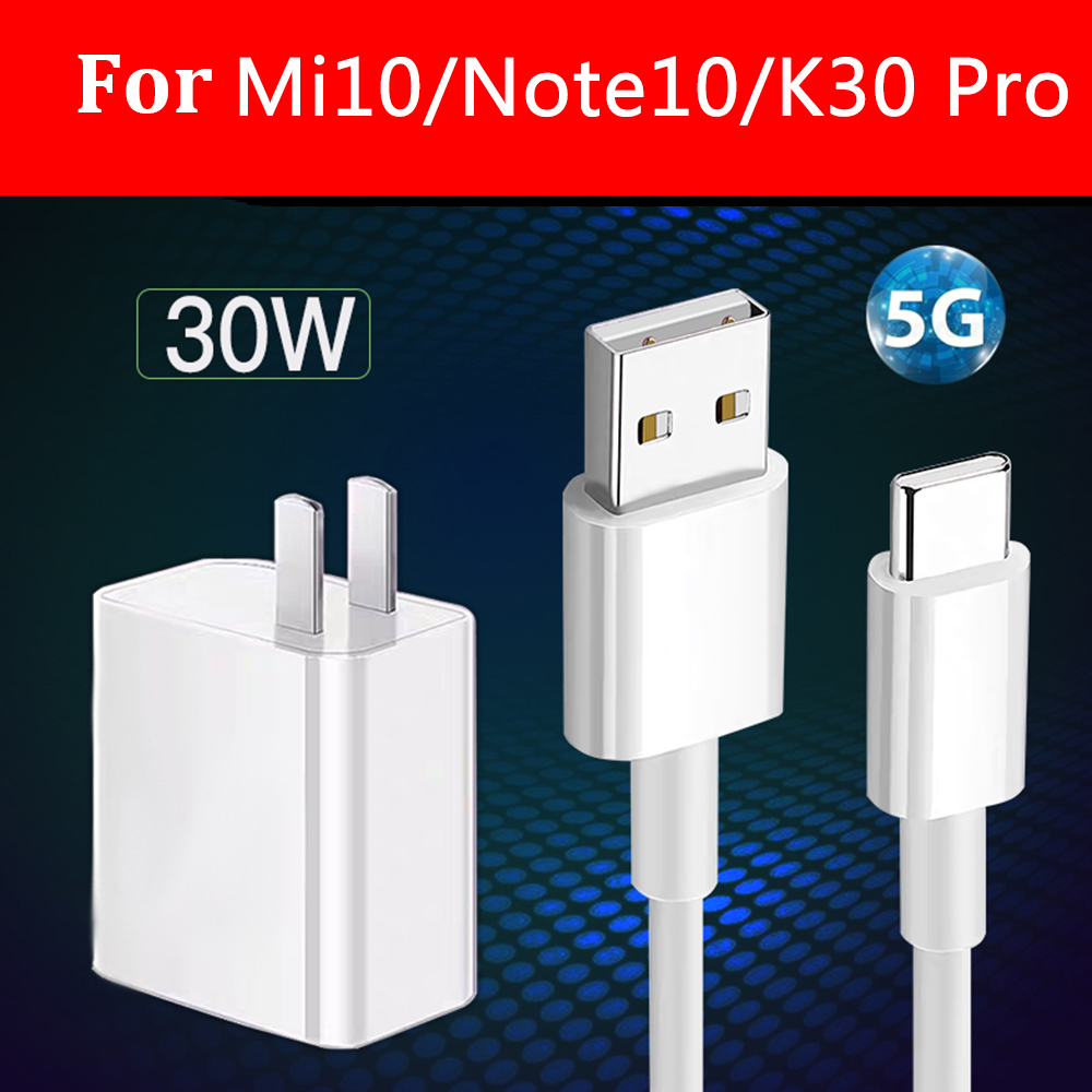 Xiaomi Mi Note 10 Redmi K30 Pro Fast Charger Turbo Lading 30W Eu/Us Adapter Quick Charge Usb C Kabel Voor Mi 10 10T 9T Pro F2 Pro