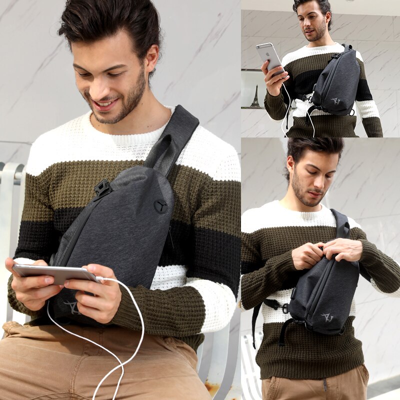 ARCTIC HUNTER Borst Zak Crossbody Tassen voor Mannen Messenger USB Lading Waterdichte Nylon Toevallige Schoudertas Kerstcadeau