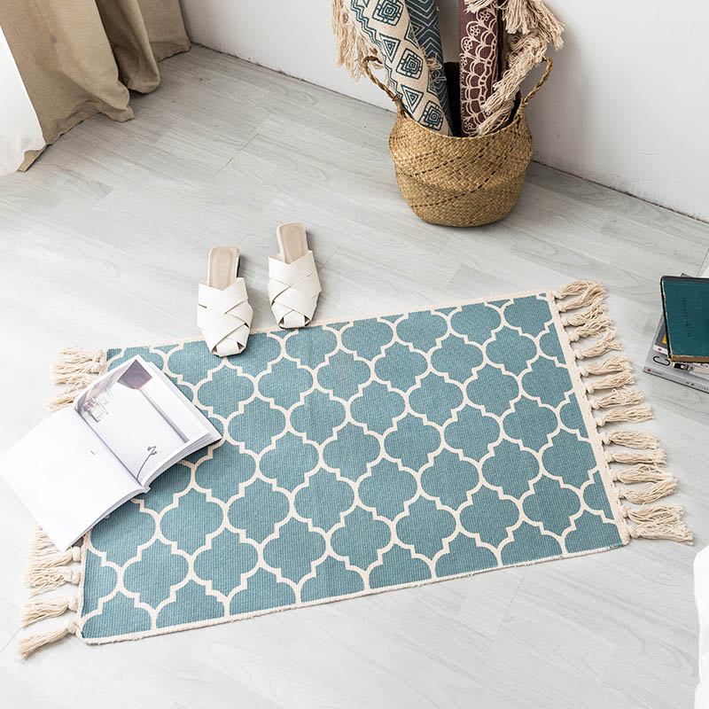 Alfombra ondulada Mmunique, alfombra para puerta, alfombras, decoración de piso, cubierta deslizante para sala de estar, patrón impreso, almohadilla trenzada 100% algodón: 1