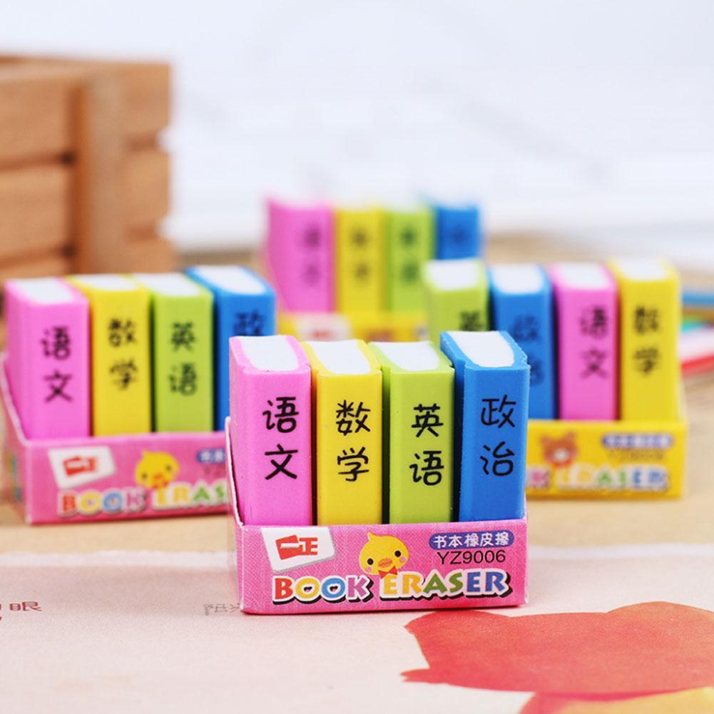 1pcs Cute Cartoon Textbook Rubber Book Eraser Pencil Kids Learning Erasers Material Stationery Escolar Student Gif E8U6